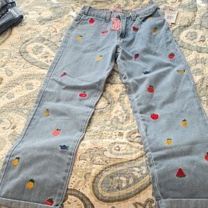 GOGO Kids Jeans with Colorful Fruit Embroidery